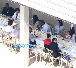 AKM-GSI Easter Lunch at Kim's after Church Kylie Kendall Jenner Tyga Kanye West Kris Jenner Kourtney Kardashian Lamar Odom North West Penelope Disick
