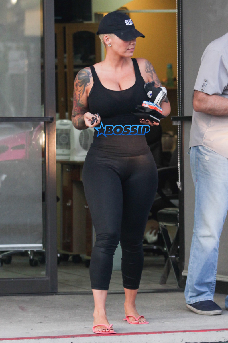 AKM-GSI Amber Rose Blac Chyna visit dentist, gym, nail salon wear hats from Amber's new line