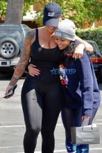 AKM-GSI Amber Rose Blac Chyna visit dentist, gym, nail salon wear hats from Amber's new line
