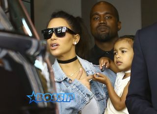 FameFlynetPictures Kim Kardashian Kanye West North West lunch in Miami before jetting home to Calabasas