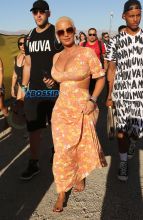 Amber Rose Day 3 Coachella FameFlynetpictures cleavage maxi dress