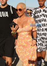 Amber Rose Day 3 Coachella cleavage maxi dress fameflynetpictures