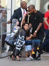 FameFlynetPictures Kim and Kourtney Kardashian Kendall Jenner Kanye North West Penelope Disick LACMA