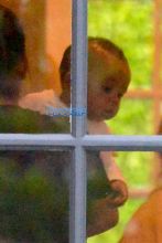 FameFlynetPictures Kim Kardashian West North West wear matching braids nude jumpsuits Encino AKM-GSI Saint and Nannies ready for playdate