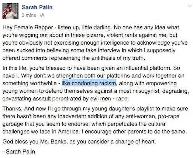 Sarah Palin Azealia Banks response