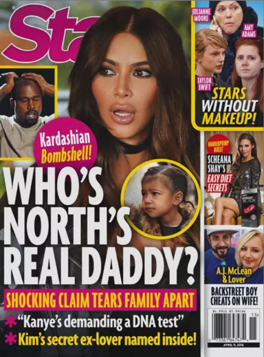 Kim Kardashian and Kanye West Paternity Scandal Star Magazine