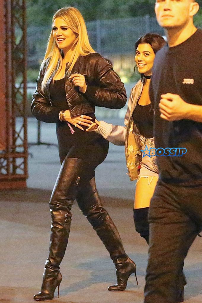 Pasadena, CA - Pasadena, CA - Khloe Kardashian and Kourtney Kardashian look like they had an eventful night at the LA leg of Beyonce's Formation tour. Khloe looked fit and toned in a see through bodysuit while Kourtney wore a pair of denim shorts, bodysuit, silk romper and thigh high boots. AKM-GSI 14 MAY 2016 To License These Photos, Please Contact : Maria Buda (917) 242-1505 mbuda@akmgsi.com or Steve Ginsburg (310) 505-8447 (323) 423-9397 steve@akmgsi.com sales@akmgsi.com