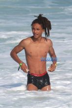 AKM-GSI Jaden Smith Calvin Klein Swim Briefs Dreadlocks Overall shorts Rio De Janeiro Brazil