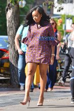 FameFlynetPictures Angela Simmons wears loose fitting dress amid pregnancy rumors