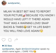 Milan Christopher Beefs With Sundy Carter And Miles Brock