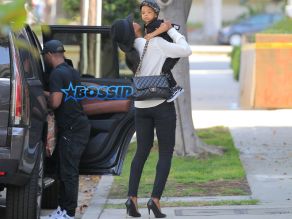 AKM-GSI Kelly Rowland Tim Witherspoon son Titan Jewell grocery run Beverly Hills
