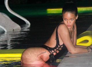 Rihanna black bathing suit