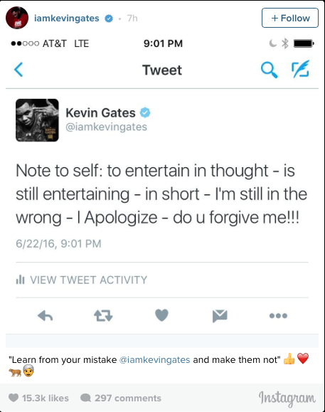 Kevin Gates Traci Steele apology