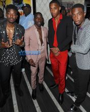 Splash News Cast of New Edition movie Elijah Kelley, Woody McClain, Keith Powers and Algee Smith attend BET after party at Bootsy Bellows on Sunset Blvd, CA. Luke James