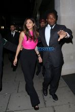 pink dress ferrari jacket SplashNews Rihanna Drake surprise party at Tape nightclub in London for Nicole Scherzinger birthday leave at 6 am