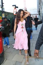 pink dress ferrari jacket SplashNews Rihanna Drake surprise party at Tape nightclub in London for Nicole Scherzinger birthday leave at 6 am