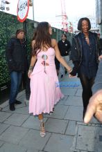 pink dress ferrari jacket SplashNews Rihanna Drake surprise party at Tape nightclub in London for Nicole Scherzinger birthday leave at 6 am