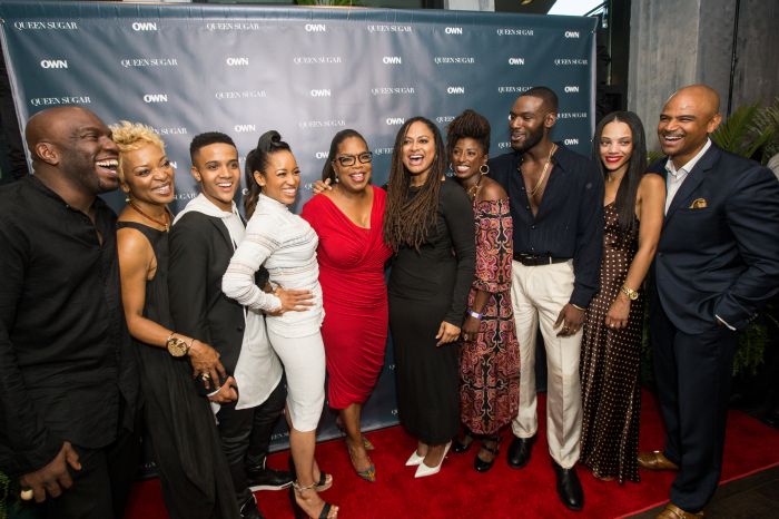 NEW ORLEANS, LA - JULY 02: (L-R) Omar Dorsey, Tina Lifford, Nicholas Ashe, Dawn-Lyen Gardner, Oprah Winfrey, Ava DuVernay, Rutina Wesley, Kofi Siriboe, Bianca Lawson and Dondre Whitfield attend a cocktail reception for "Queen Sugar" at Liberty Kitchen on July 2, 2016 in New Orleans, Louisiana. (Photo by Josh Brasted/Getty Images for OWN: Oprah Winfrey Network) *** Local Caption *** Omar Dorsey; Tina Lifford; Nicholas Ashe; Dawn-Lyen Gardner; Oprah Winfrey; Ava DuVernay; Rutina Wesley; Kofi Siriboe; Bianca Lawson; Dondre Whitfield
