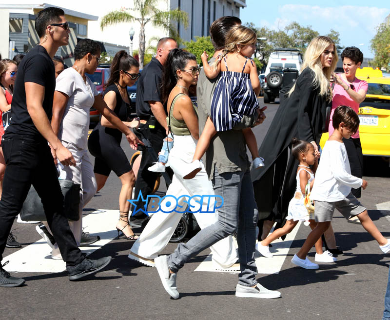 FameFlynetPictures La Jolla Mary Jo Campbell birthday dinner Shannon & Co children's boutique Kardashian family Blac Chyna Scott Disick Penelope Mason Reign North Saint West Kim Kardashian Khloe Kourtney Kris Jenner Corey Gamble
