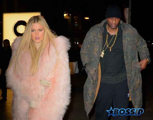 Khloe Kardashian and Lamar Odom exit Estiatorio Milos together after enjoying dinner with Kris Jenner and her man Cory Gamble, Kourtney Kardashian and her dad Caitlyn Jenner. The group filmed a few scenes for their famous Reality Show while eating. This is the first time Lamar Odom is seen out and about e since his drug overdose. AKM-GSI 12 FEBRUARY 2016