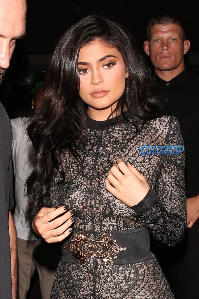 West Hollywood, CA - West Hollywood, CA - Her 19th birthday is over a week away, but Kylie Jenner decided to celebrate early with her family, friends and on-again boyfriend Tyga. Kylie stole the spotlight as she arrived at the Nice Guy in a sexy, see-through black jumpsuit and matching heels.    AKM-GSI 31 JULY 2016  To License These Photos, Please Contact :  Maria Buda  (917) 242-1505  mbuda@akmgsi.com or    Mark Satter  (317) 691-9592  msatter@akmgsi.com  sales@akmgsi.com