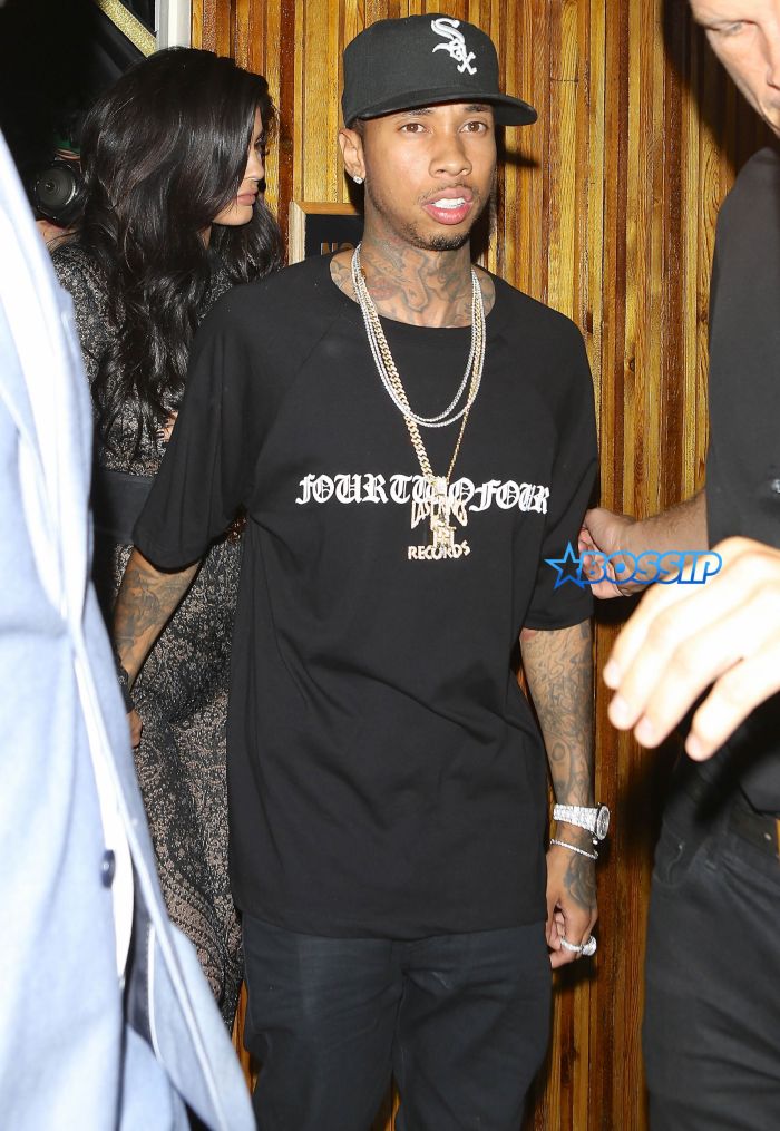West Hollywood, CA - West Hollywood, CA - Kylie Jenner grabs ahold of her man, Tyga, as they leave The Nice Guy after an early celebration party for her 19th Birthday. Tyga can be seen grabbing ahold of Kylie butt while helping her get into their waiting SUV. AKM-GSI 31 JULY 2016 To License These Photos, Please Contact : Maria Buda (917) 242-1505 mbuda@akmgsi.com or Mark Satter (317) 691-9592 msatter@akmgsi.com sales@akmgsi.com