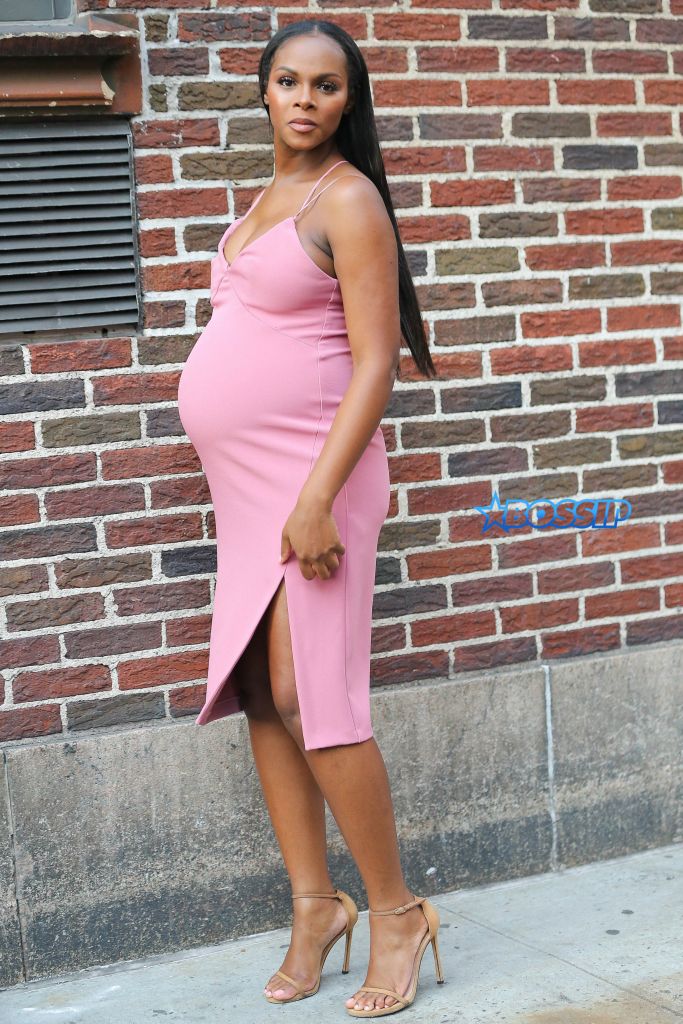 New York, NY - New York, NY - Pregnant Tika Sumpter strikes a pose after a guest appearance on 'The Late Show with Stephen Colbert'. The actress has been making the rounds promoting her latest film, 'Southside with You'. Tika showed off her bulging baby bump in a flattering pink dress. AKM-GSI 23 AUGUST 2016 To License These Photos, Please Contact : Maria Buda (917) 242-1505 mbuda@akmgsi.com or Mark Satter (317) 691-9592 msatter@akmgsi.com sales@akmgsi.com