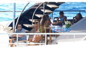 Nerano, Italy - Jay-Z Beyonce dinner Italian coast vacation. The married couple playing on their yacht with daughter Blue Ivy SHOT ON August 13, 2016**