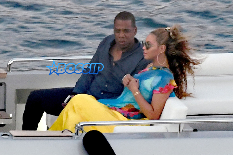 Nerano, Italy - Jay-Z Beyonce dinner Italian coast vacation. The married couple playing on their yacht with daughter Blue Ivy SHOT ON August 13, 2016**