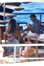 Nerano, Italy - Jay-Z Beyonce dinner Italian coast vacation. The married couple playing on their yacht with daughter Blue Ivy SHOT ON August 13, 2016**