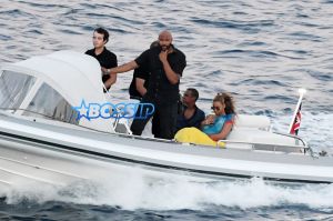 Nerano, Italy - Jay-Z Beyonce dinner Italian coast vacation. The married couple playing on their yacht with daughter Blue Ivy SHOT ON August 13, 2016**