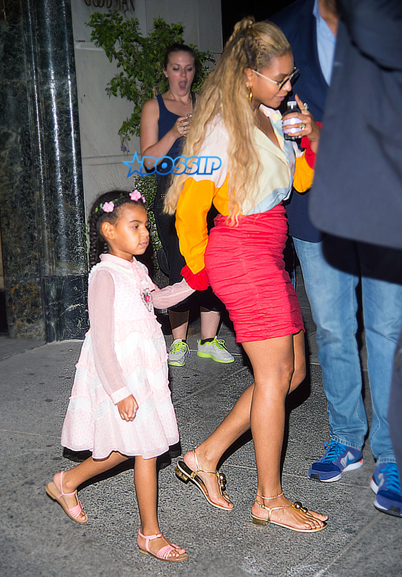 BeyoncÈ Knowles and Blue Ivy Carter go shopping at Bergdorf Goodman in colorful outfits in New York.