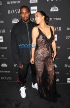 Kim Kardashian Kanye West lacy sheer bodysuit Harper's Bazaar Celebrates "ICONS By Carine Roitfeld" in NYC Plaza Hotel SplashNews