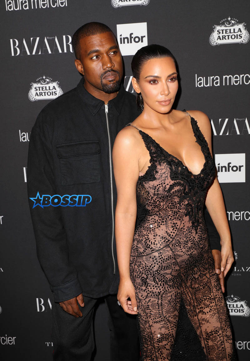 Kim Kardashian Kanye West lacy sheer bodysuit Harper's Bazaar Celebrates "ICONS By Carine Roitfeld" in NYC Plaza Hotel SplashNews