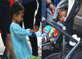 FameFlynetPictures 52166483 Kim Kardashian and Kanye West's children North and Saint West are seen leaving their apartment with their nanny in New York City, New York on September 7, 2016.