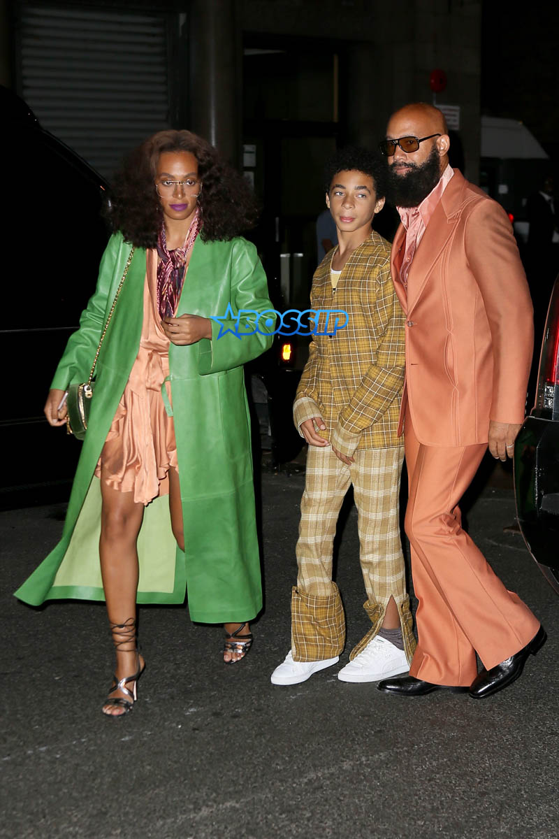  Solange Knowles, her husband Alan Ferguson and son Daniel Julez Smith Jr arrive at Beyonce's Soul Train-themed 35th Birthday bash in Midtown Manhattan. Nomad Hotel AKM-GSI  September 5, 2016