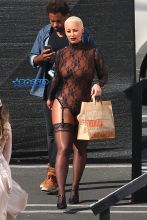 FameFlynetPictures Amber Rose Dancing With The Stars Black Lace Costume Garters Pantyhose