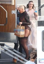 FameFlynetPictures Amber Rose Dancing With The Stars Black Lace Costume Garters Pantyhose