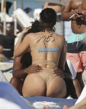 Yesjulz boyfriend beach Miami, Florida on October 22, 2016. Snapchat sensation over 300,000 viewers, one-piece bathing suit. FameFlynetPictures