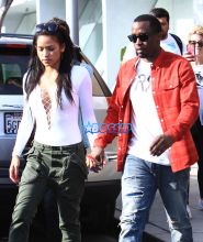 Sean Combs and Cassie have lunch at Il Pastaio in Beverly Hills on October 7, 2016. FameFlynet