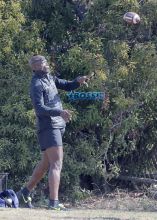 Singer Seal boys Henry and Johan football game Brentwood, California on October 15, 2016. FameFlynet