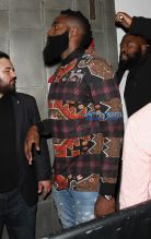 Basketball player James Harden Warwick nightclub jeans. Southwest shirt SplashNews 26 OCTOBER 2016