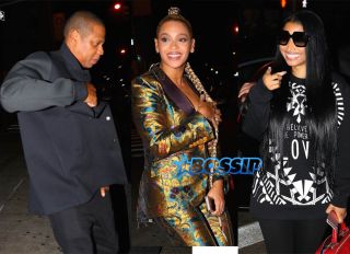 AKM-GSI Beyonce Jay Z Nicki Minaj T.I. late dinner at Pasquale NYC following Tidal concert early morning