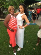 Rihanna family friend Sharon Thompson, who helped to raise her, Barbados for the christening cousin Nikolai. ceremony at the Power in the Blood church christening party Rihanna visited Barbados September 2014 for Majesty's christening. SplashNews