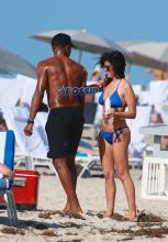 Maxwell afternoon at the beach with a new brunette girl in Miami Beach, FL. H rumored break up earlier this year w/ Lithuanian supermodel Deimante Guobyte. Maxwell, 43, blue bikini clad friend. SplashNews