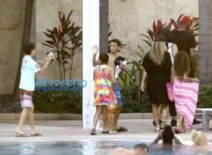 Larsa Pippen pool with friends on November 12, 2016. The 'Real Housewives of Miami' star and her husband of almost 20 years, former NBA star Scottie Pippen, have recently filed for divorce. FameFlynet