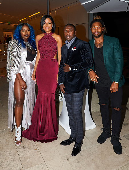 BEVERLY HILLS, CA - NOVEMBER 04: celebrity fashion stylist Olori Swank, Karen Civil, Andre Berto and Omar Bolden attend Private Birthday Dinner For Author/Social Media Star Karen Civil at Louis Vuitton Rodeo Drive on November 4, 2016 in Beverly Hills, California. (Photo by Unique Nicole/Getty Images)