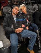 Boston Celtics vs Brooklyn Nets at Barclays Center. record producer Irv Gotti girlfriend, model Ashley Martelle SplashNews
