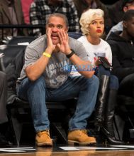 Boston Celtics vs Brooklyn Nets at Barclays Center. record producer Irv Gotti girlfriend, model Ashley Martelle SplashNews