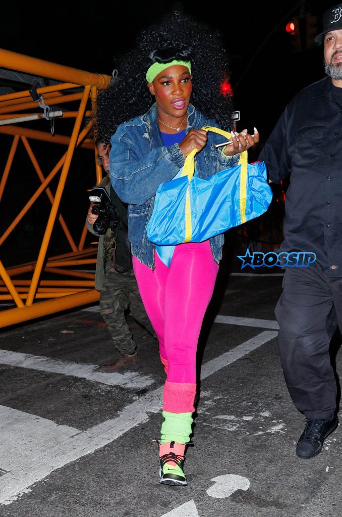 Serena Williams wears a colourful outfit to Heidi Klum's Halloween party in New York City, NY, USA. Pictured: Serena Williams Ref: SPL1384745 311016 Picture by: Jackson Lee / Splash News Splash News and Pictures Los Angeles:310-821-2666 New York:212-619-2666 London:870-934-2666 photodesk@splashnews.com 